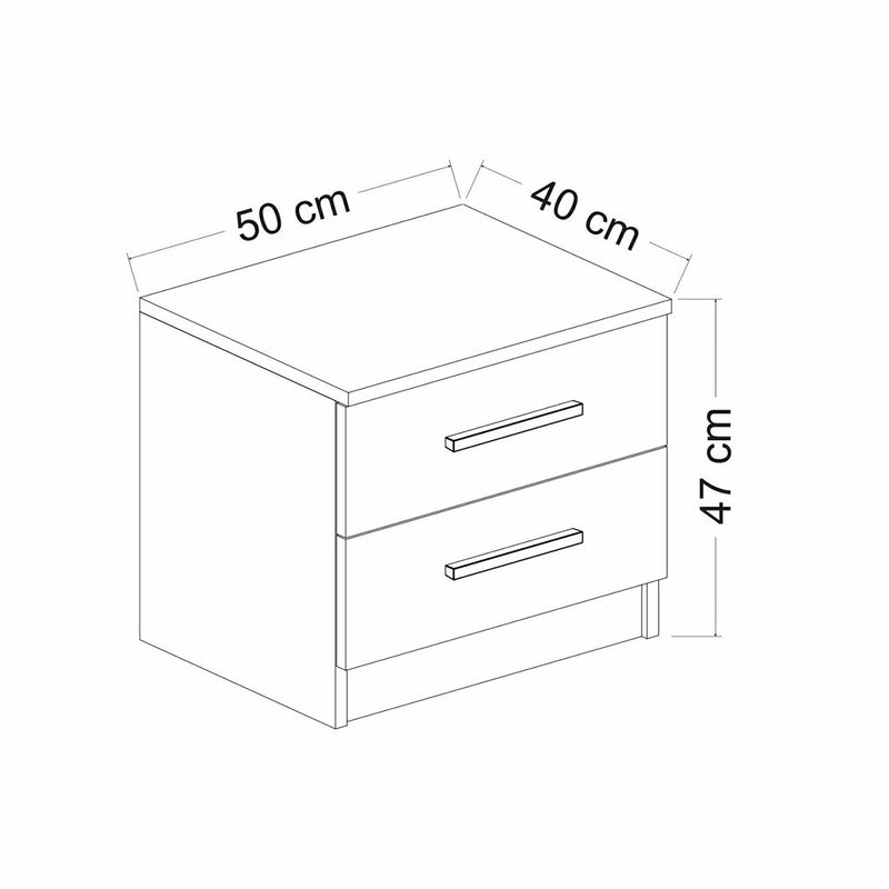 Maßskizze Nachttisch Fanø mit 2 Schubladen Anthrazit [en.casa]