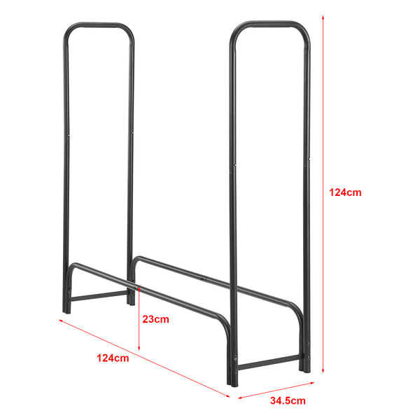 Kaminholzregal Kwethluk Stahl 124x124x34,5cm Schwarz [casa.pro]