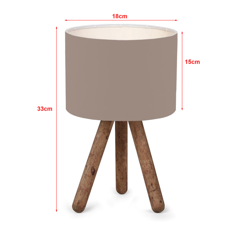 Maßskizze Tischleuchte Preston Holz 1xE27 Sandfarben [lux.pro]