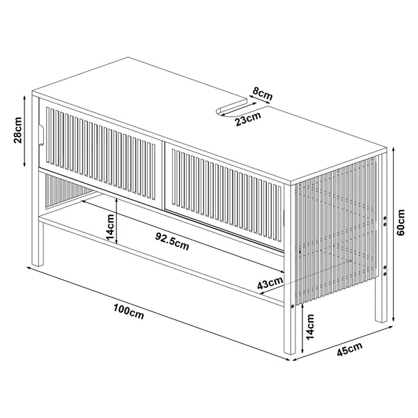 Waschbeckenunterschrank Hvaler 60x100x45cm Bambus [en.casa]