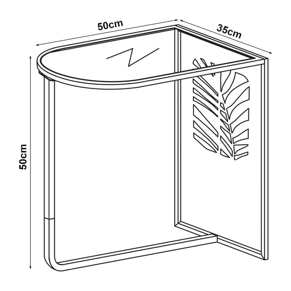 Beistelltisch Ulvik 50x50x35cm aus Metall und Glas Schwarz [en.casa]