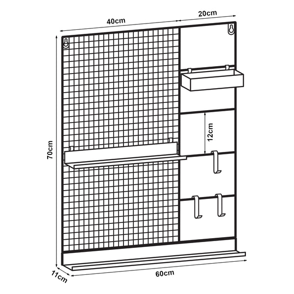 Wandgitter Westre 70x60x11cm Metall Schwarz [en.casa]