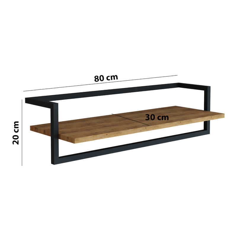 Maßskizze Wandgarderobe Evje 80x30x20 cm Eicheoptik/Schwarz [en.casa]