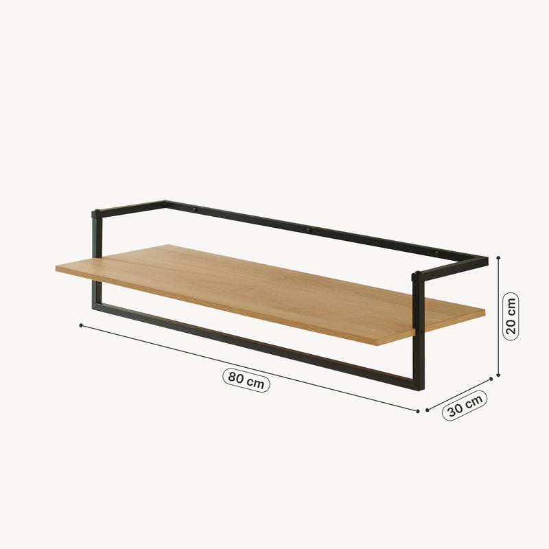 Maßskizze Wandgarderobe Evje 80x30x20 cm Eicheoptik/Schwarz [en.casa]