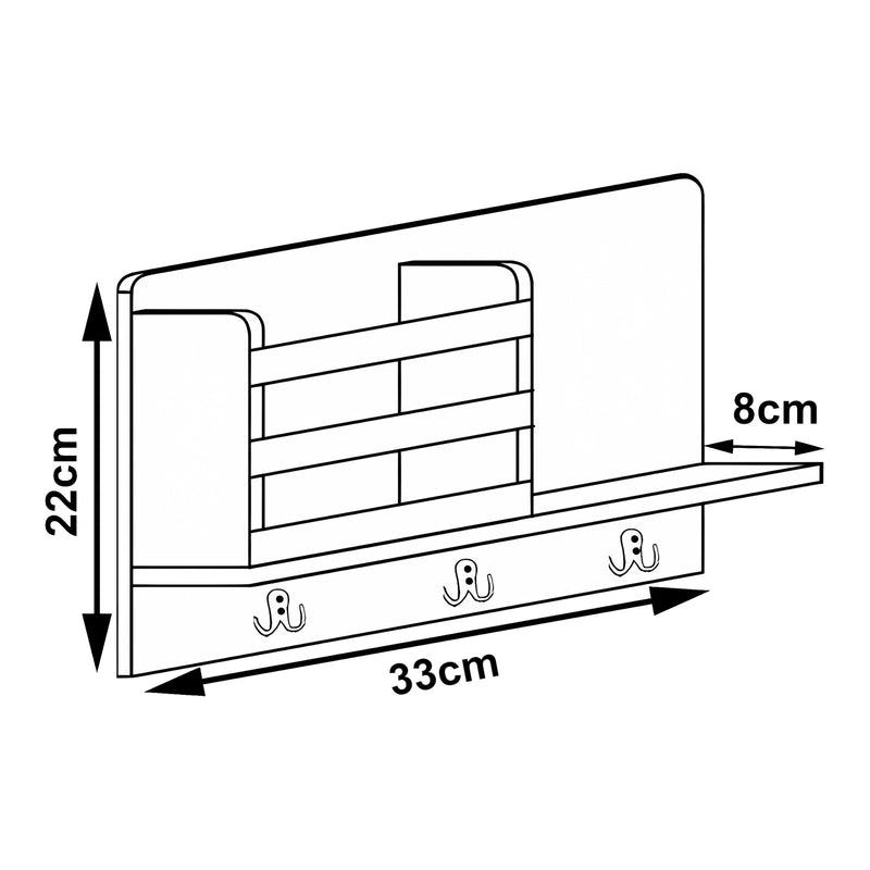 Maßskizze Wandregal Giske 33x8x22 cm Bambus [en.casa]