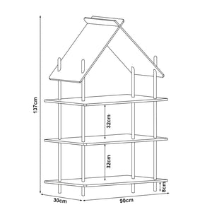 Kinderregal Hamarøy Bambus in Hausoptik 137x90x30cm [en.casa]