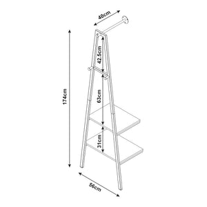 Wandgarderobe Bjørnafjorden Stahl Schwarz / Walnuss-Optik [en.casa]
