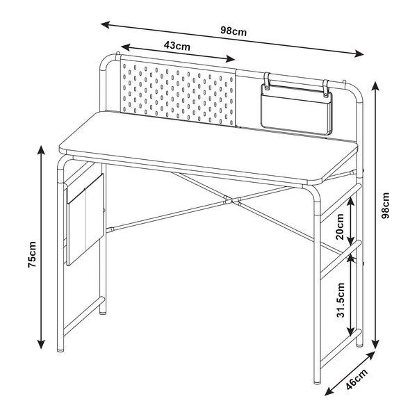 Schreibtisch Dyrøy 98x98x46cm Weiß/Eiche [en.casa]