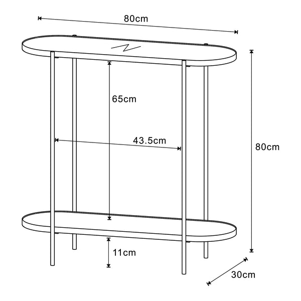Konsolentisch Høyanger 80x80x30cm Schwarz/Eiche [en.casa]