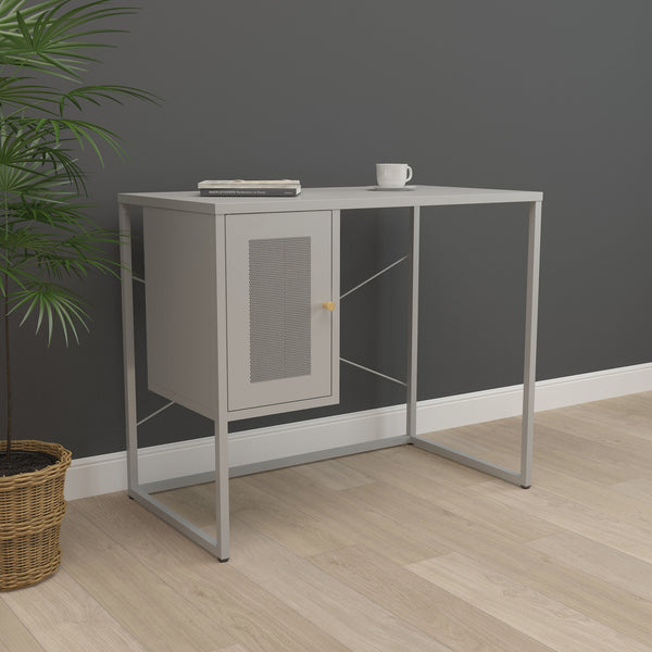 Schreibtisch Sund Stahl 75x100x50 cm Grau [en.casa]