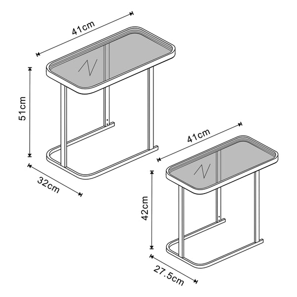 Satztisch Laxå 2er Set Glas und Metall Schwarz [en.casa]