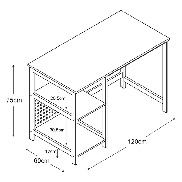 Schreibtisch Dønna 120x60x75cm Schwarz/Holzfarben [en.casa]