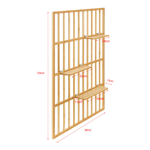 Wandregal Røst 120x80x13cm Bambus [en.casa]