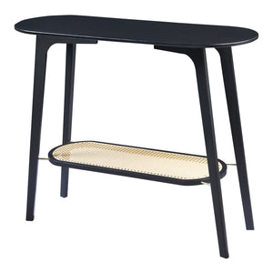 Konsolentisch Taivalkoski 100x35x80 cm Schwarz/Rattanoptik [en.casa]
