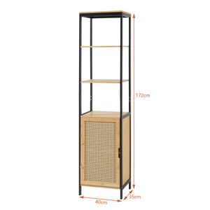 Hochschrank Tervola 172x40x35cm Bambus Schwarz [en.casa]