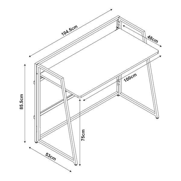 Klappbarer Schreibtisch Ringerike 104,5x53x85,5cm Schwarz/Walnuss [en.casa]
