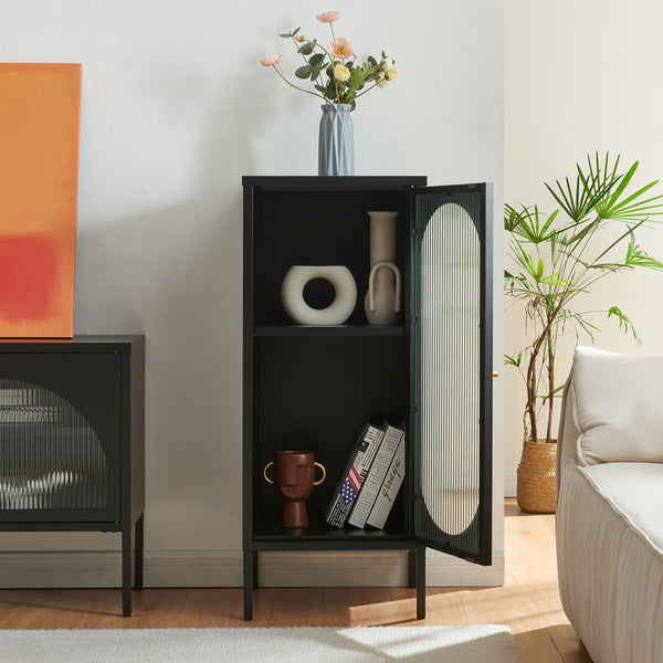 Beistellschrank Karlskrona 102x43x40 cm Schwarz, matt [en.casa]