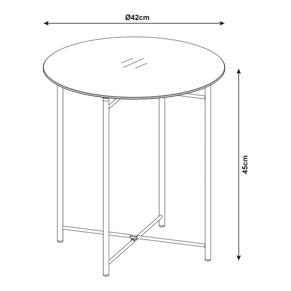 Beistelltisch Ödeshög mit Glasplatte 45xØ42cm Schwarz [en.casa]