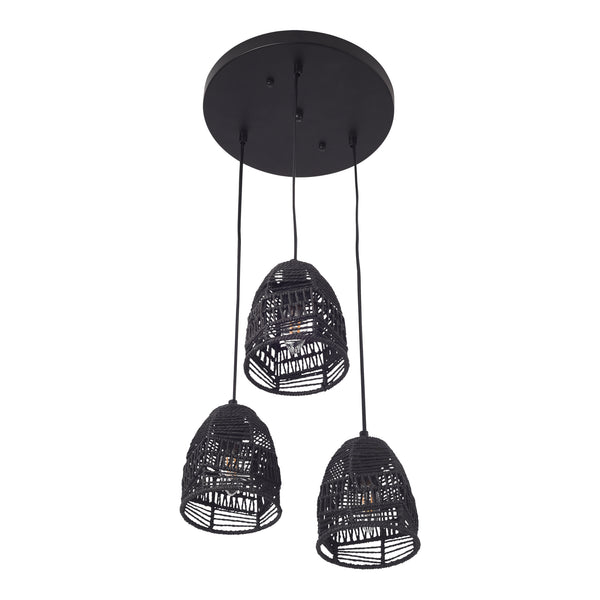 Hängeleuchte Andover Metall+Rattan Schwarz [lux.pro]