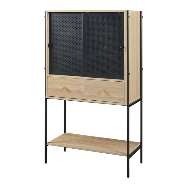 Beistellschrank Tysnes 140x80x40 cm Schwarz/Eiche [en.casa]
