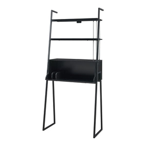 Schreibtisch Storfjord mit Leiterregal 184x80x40cm Schwarz [en.casa]