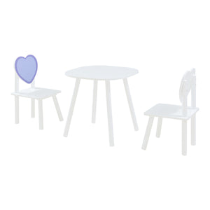 Kindersitzgruppe Siljan mit Herz-Design Weiß/Lila [en.casa]