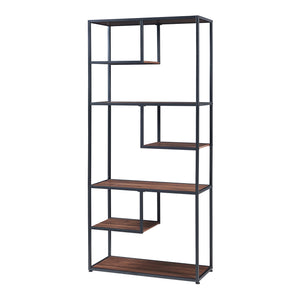 Bücherregal Østre 180x83x34 cm Schwarz/Walnussoptik [en.casa]