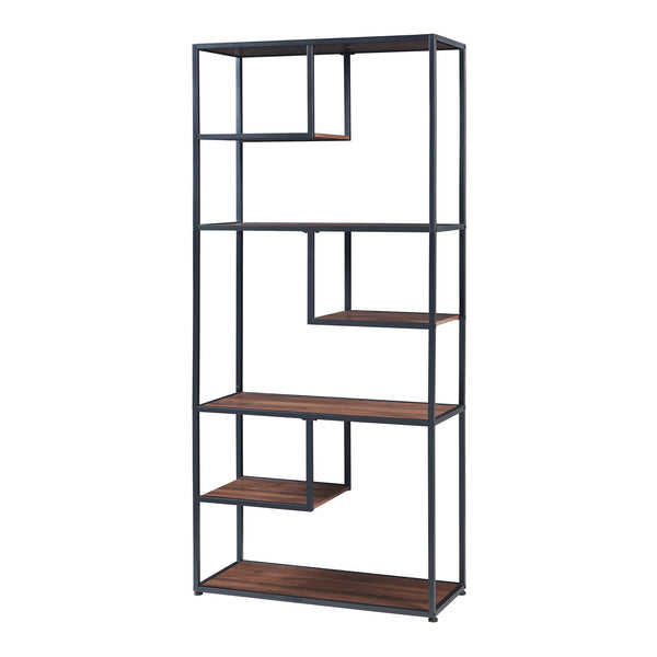 Bücherregal Østre 180x83x34 cm Schwarz/Walnussoptik [en.casa]