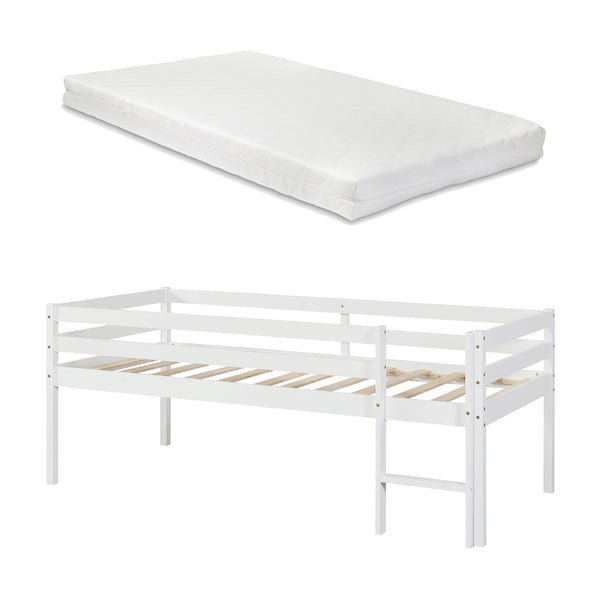 Kinderbett Siikalatva mit Matratze 90x200cm Weiß [en.casa]