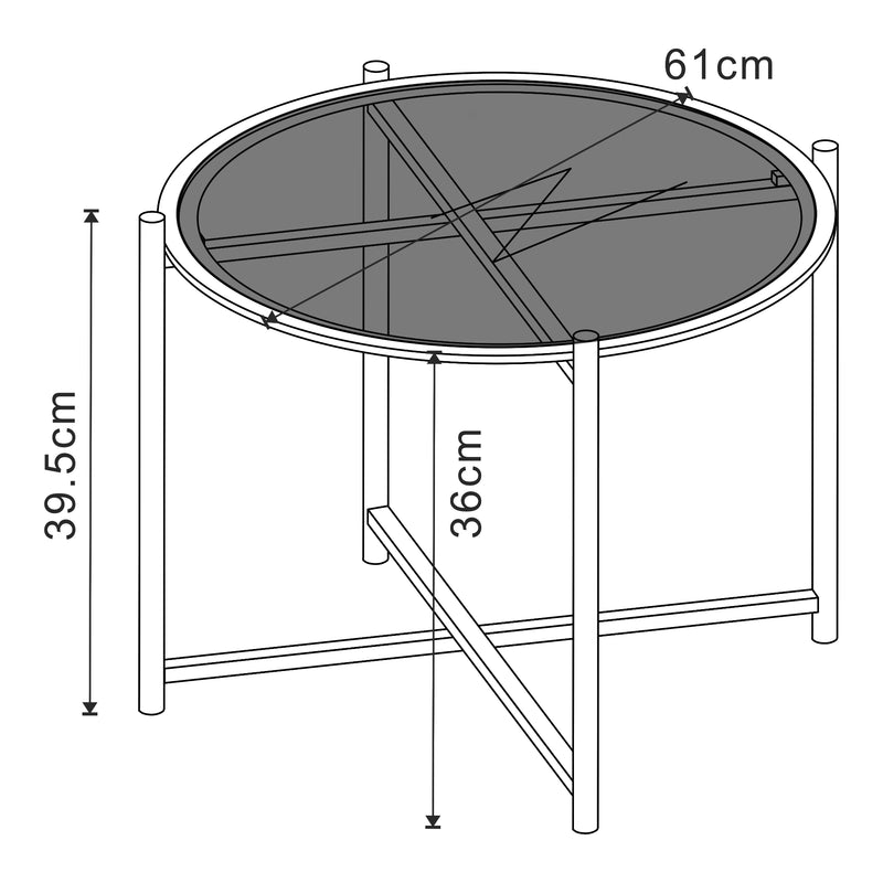 Maßskizze Couchtischset Lier 2-tlg. Glasplatte Schwarz [en.casa]