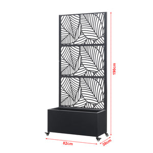 Trennwand Surnskoki mit Blumenkasten Stahl Schwarz [casa.pro]