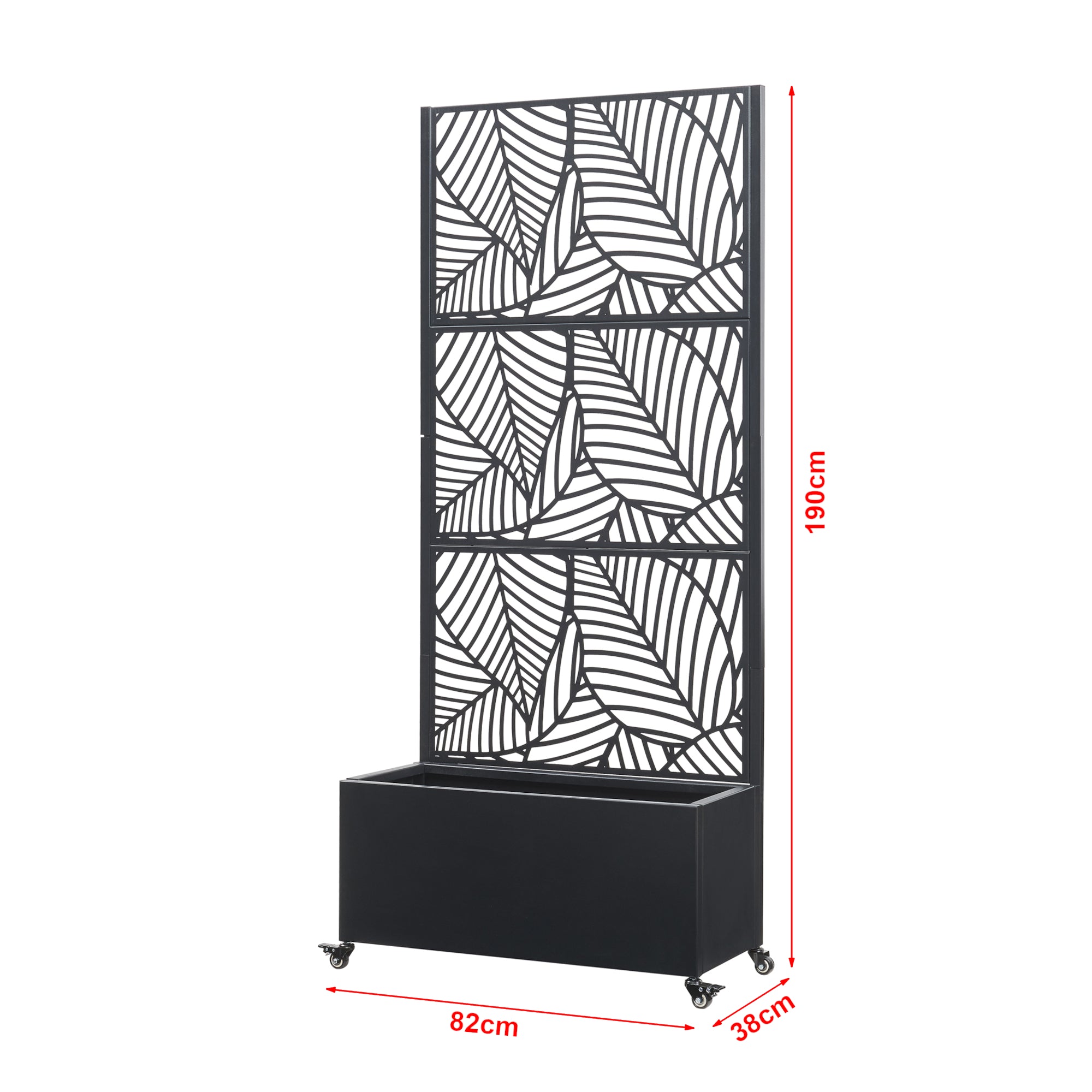 Trennwand Surnskoki mit Blumenkasten Stahl Schwarz [casa.pro]