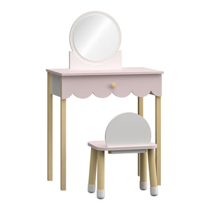 Kinderschminktisch mit Stuhl Vestnes Cotton Candy/Weiß [en.casa]