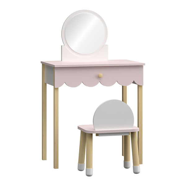 Kinderschminktisch mit Stuhl Vestnes Cotton Candy/Weiß [en.casa]