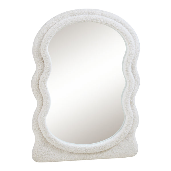 Wandspiegel Brummen mit Teddystoff-Rahmen 80x60 cm Weiß [en.casa]