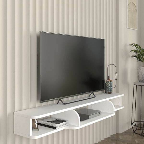 TV-Lowboard hängend Aar 135x30x16 cm Weiß [en.casa]