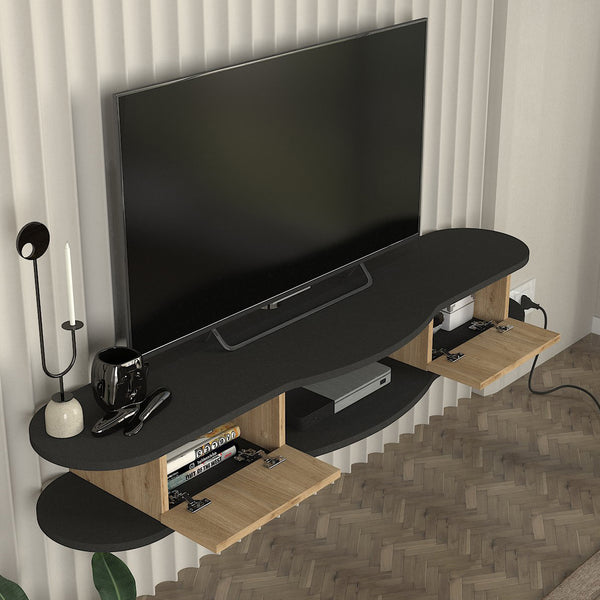TV-Lowboard hängend Nyskiri 150x35x19 cm Anthrazit/Eicheoptik [en.casa]