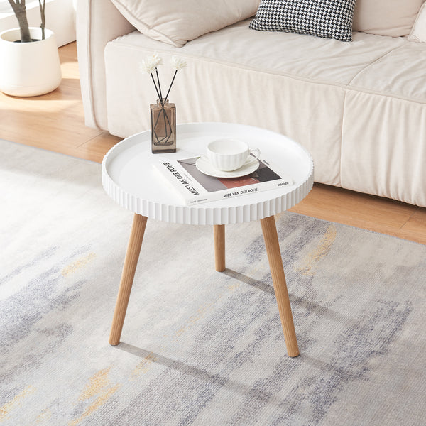 Beistelltisch Bongard Ø50x45 cm Weiß [en.casa]