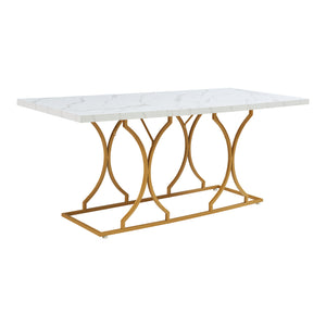 Esstisch Figa für 6 Personen Marmoroptik, weiß / Gold [en.casa]