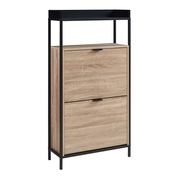 Schuhkipper Belana mit 2 Klappen 116x60x24 cm Schwarz/Eicheoptik [en.casa]