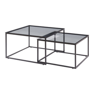 Couchtisch 2er Set Tromlaslo Rauchglas, grau [en.casa]