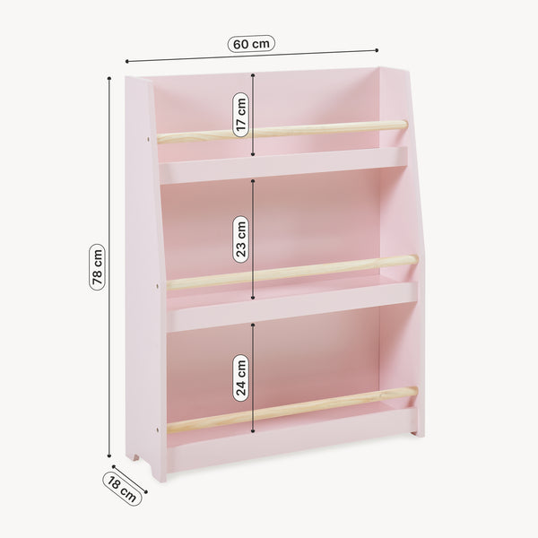 Kinder-Bücherregal Virer 78x60x18 cm Rosa [en.casa]