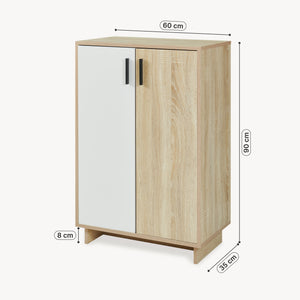 Beistellschrank Kenta 90x60x35 cm Sonoma-Eicheoptik/Weiß [en.casa]
