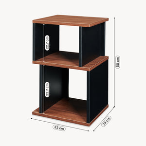 Beistelltisch 'Trond' mit 2 offenen Fächern 50 x 33 x 29 cm Schwarz/Walnussoptik