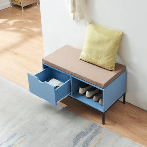 Schuhbank Colwyn 80x40x45 cm Blau [en.casa]
