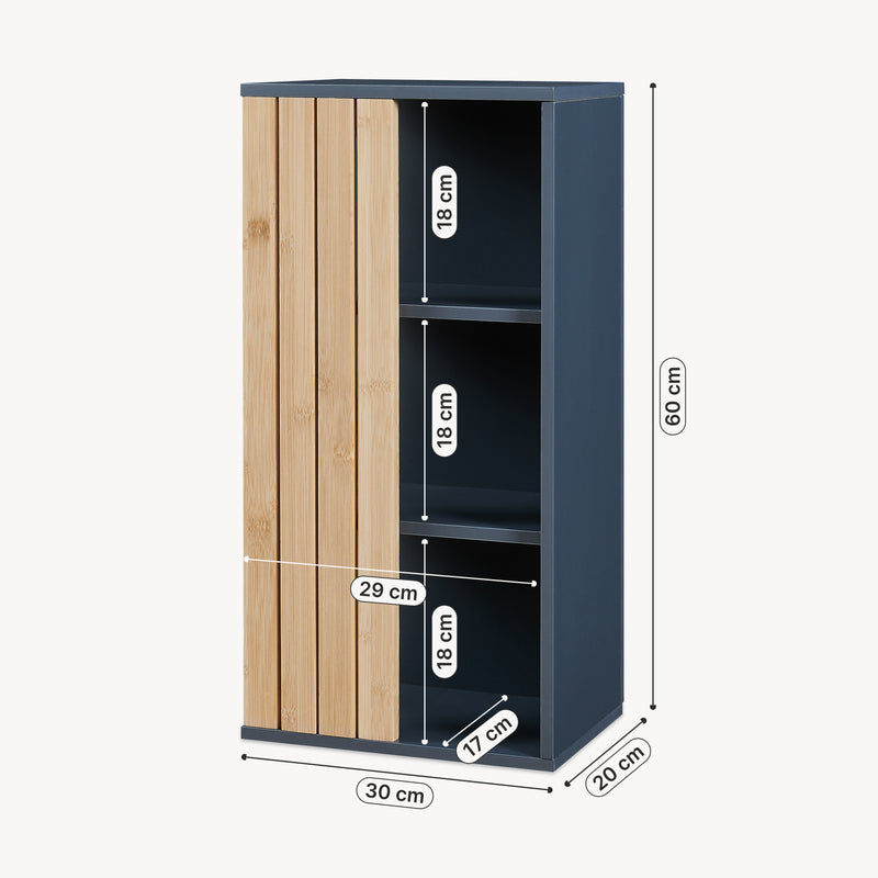 Maßskizze Hängeschrank Svanes 60x30x20 cm Dunkelgrau/Natur [en.casa]