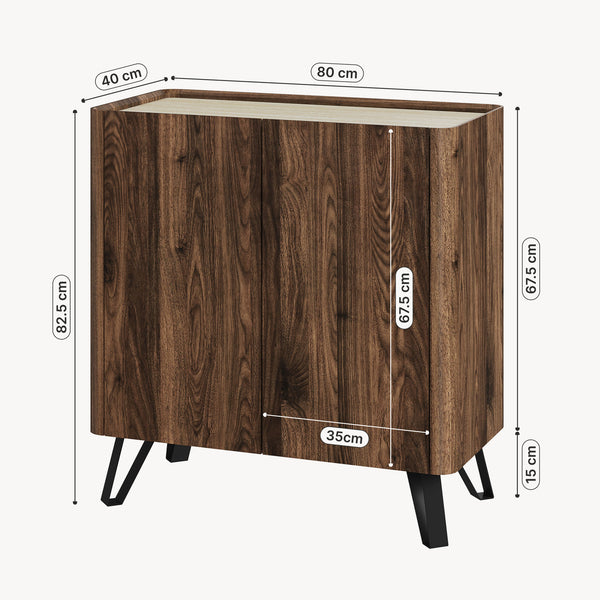Kommode Trorlon 83x80x40 cm Walnussoptik/Travertin [en.casa]