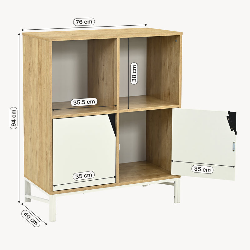 Maßskizze Kommode Kerrköndam 94x76x40 cm Eicheoptik/Weiß [en.casa]