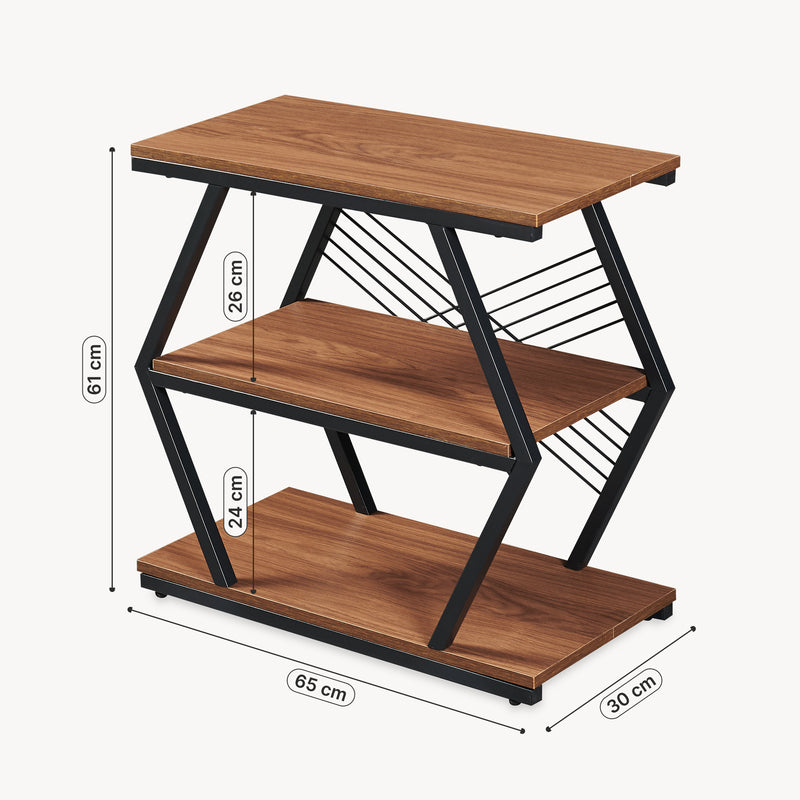 Maßskizze Beistelltisch Nolarg 65x30x61 cm Schwarz/Walnussoptik [en.casa]