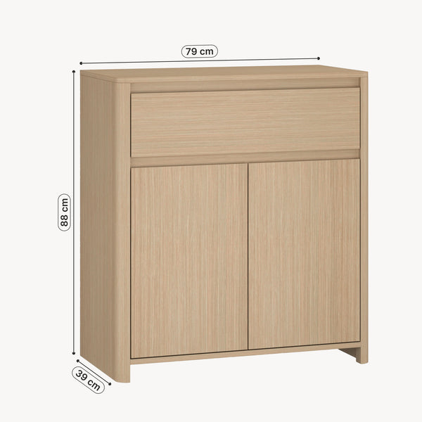 Beistellschrank Takranmaa 88x79x39 cm Eicheoptik [en.casa]